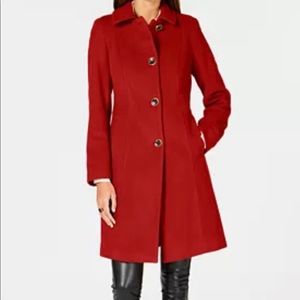 Anne Klein cashmere blend wool coat red